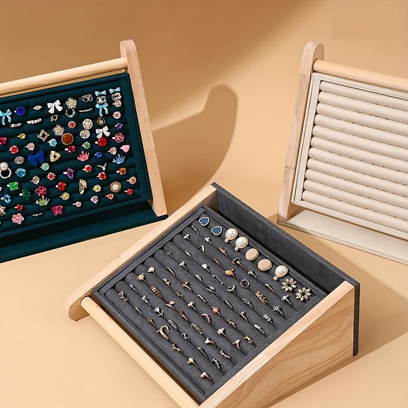 Beveled Rubber Wood Earring Display Stand for Jewelry Storage