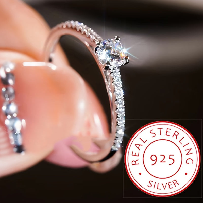 Sterling Silver Ring with Synthetic Zirconia Eternity Band for Women