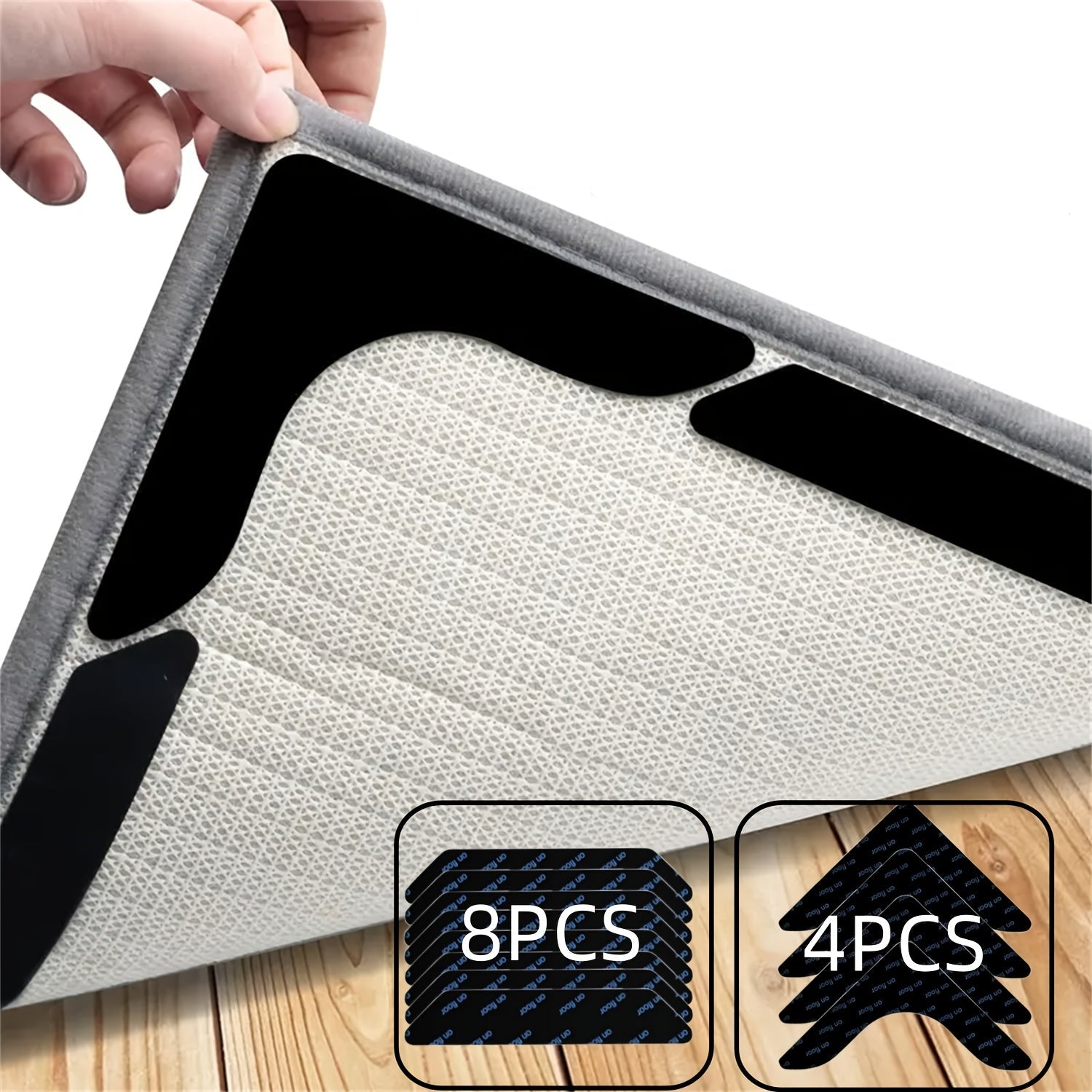 Anti-Slip Carpet Fixer Ikki tomonlama yuviladigan stikerlar qora, yashash xonasi, ovqatlanish, hammom uchun