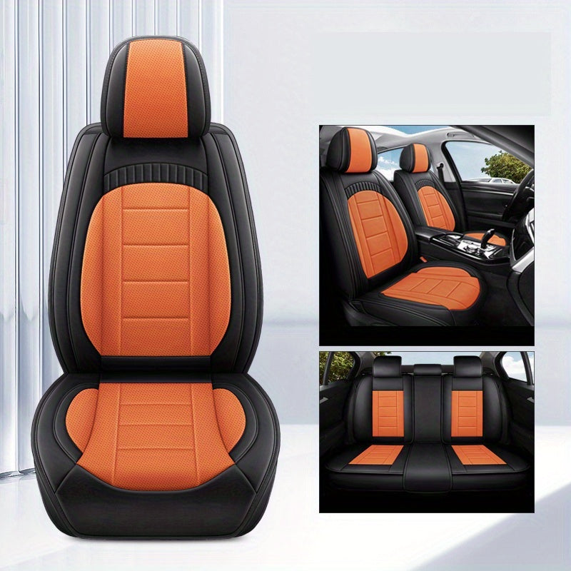 Car Seat Cover Waterproof Full Coverage Leather Auto Seat Mat for All Seasons