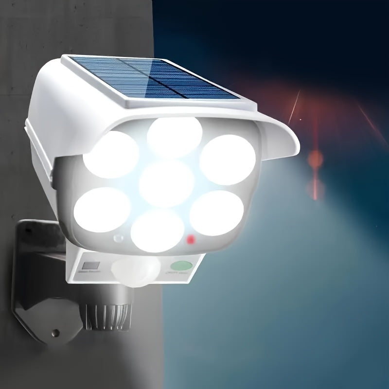 Solar-Powered Motion Sensor Street Light with LED and Fake Camera Outdoor Security Wall Light