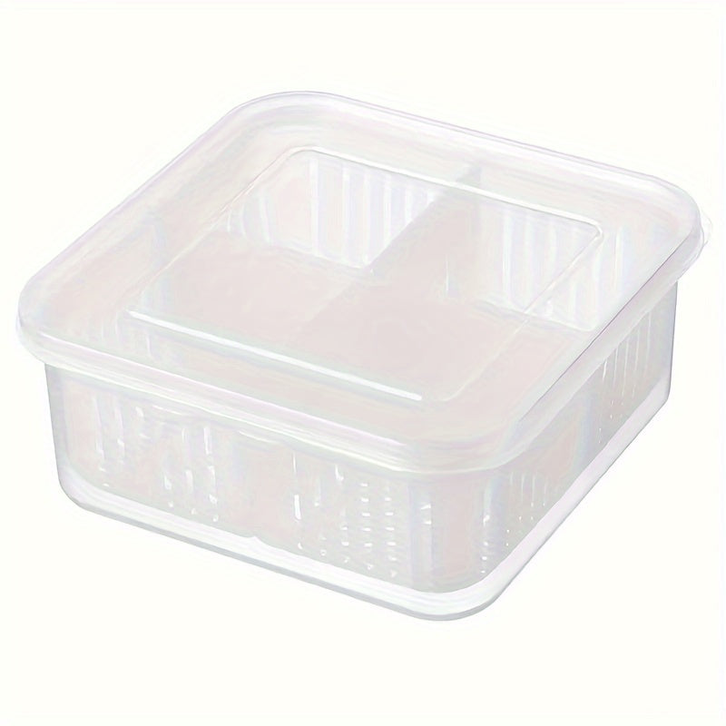 Plastic Refrigerator Storage Container with 4 Compartments for Fruits and Vegetables