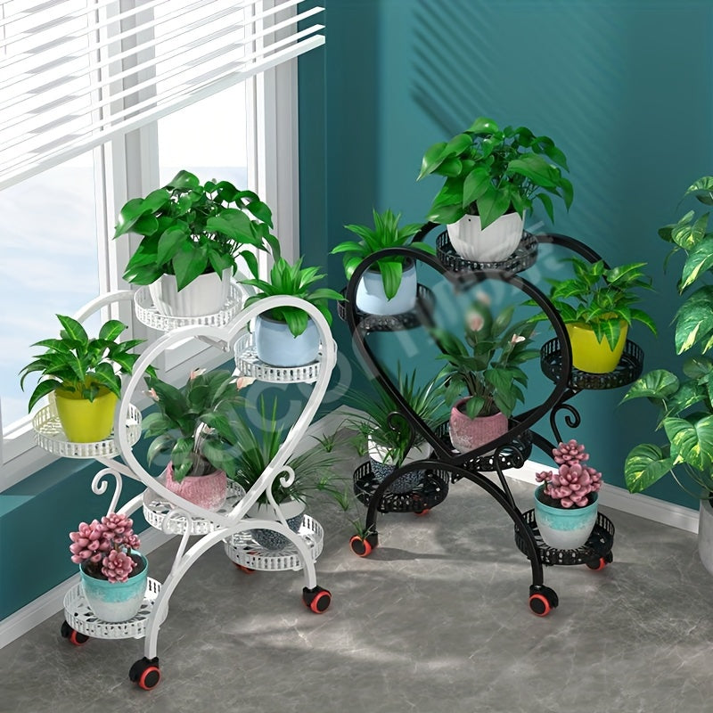 Soporte para plantas de metal en forma de corazón, de varios niveles, para interior y exterior, exhibición floral