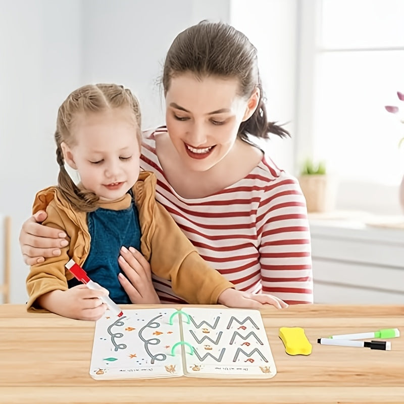 32 Reusable Educational Practice Books with Erasable Writing Pads for Ages 3-6