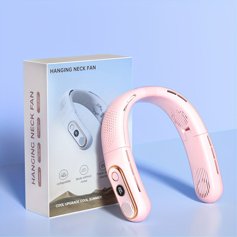 Portable Hanging Neck Fan with USB Charging Silent Cooling for Outdoor Use