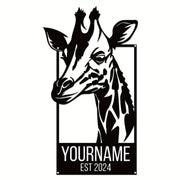 Personalized Giraffe Metal Wall Art Sign Black Indoor Decor Plaque for Adults Teens