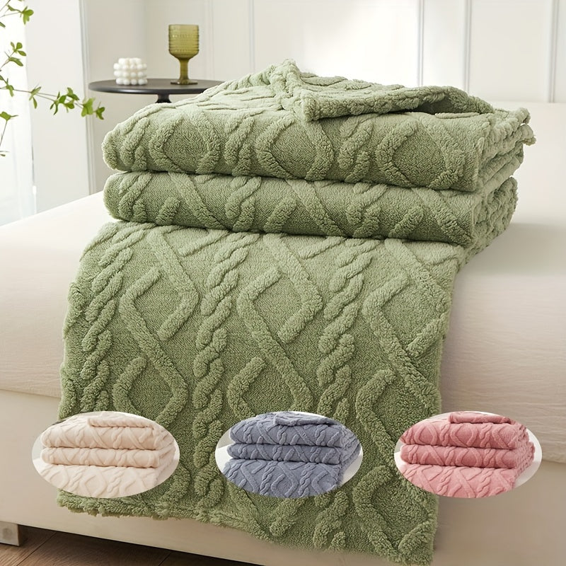 Fleece Blanket Thick Warm Cozy 3D Fashionable Lamb Design for Bed Couch Travel