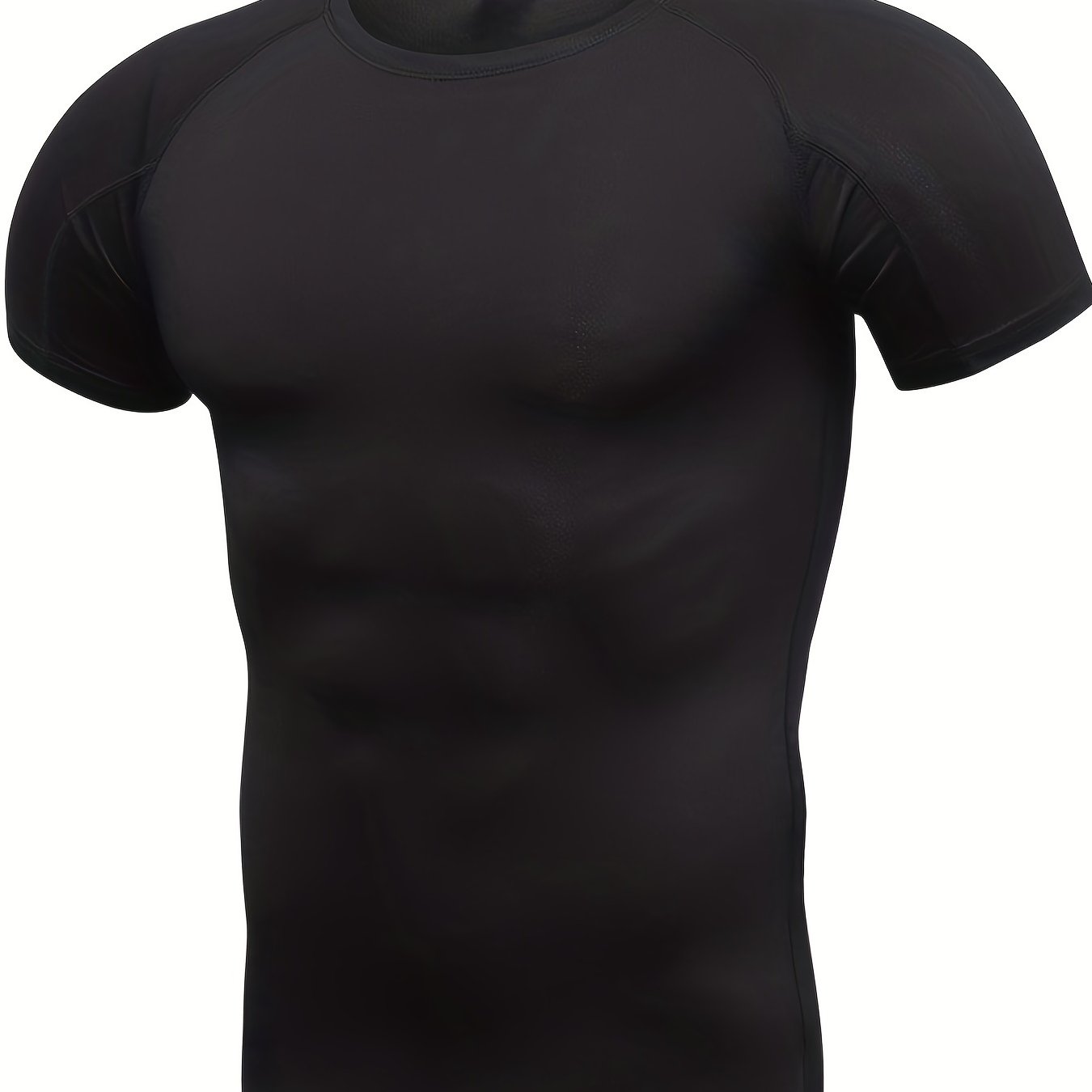 Camiseta de manga corta de secado rápido para hombre para correr, baloncesto, fitness, color sólido, poliéster y spandex