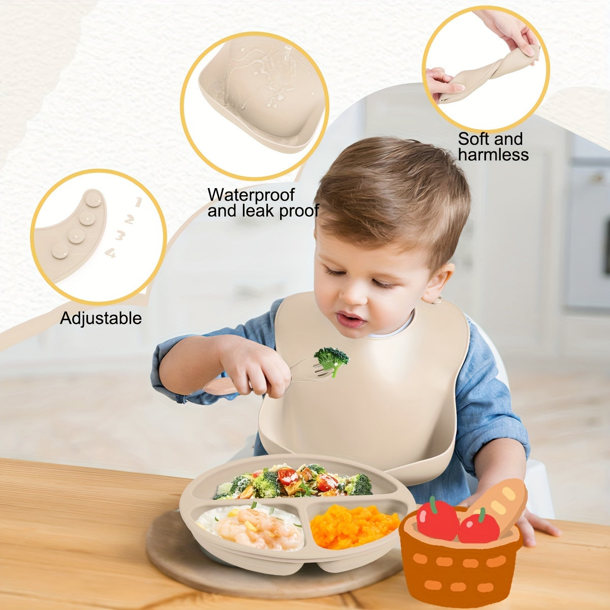 Ism bilan shaxsiylashtirilgan silikon chaqaloqlar uchun boquvchi to'plami, BPAsiz, chaqaloq plitkasi sovg'asi