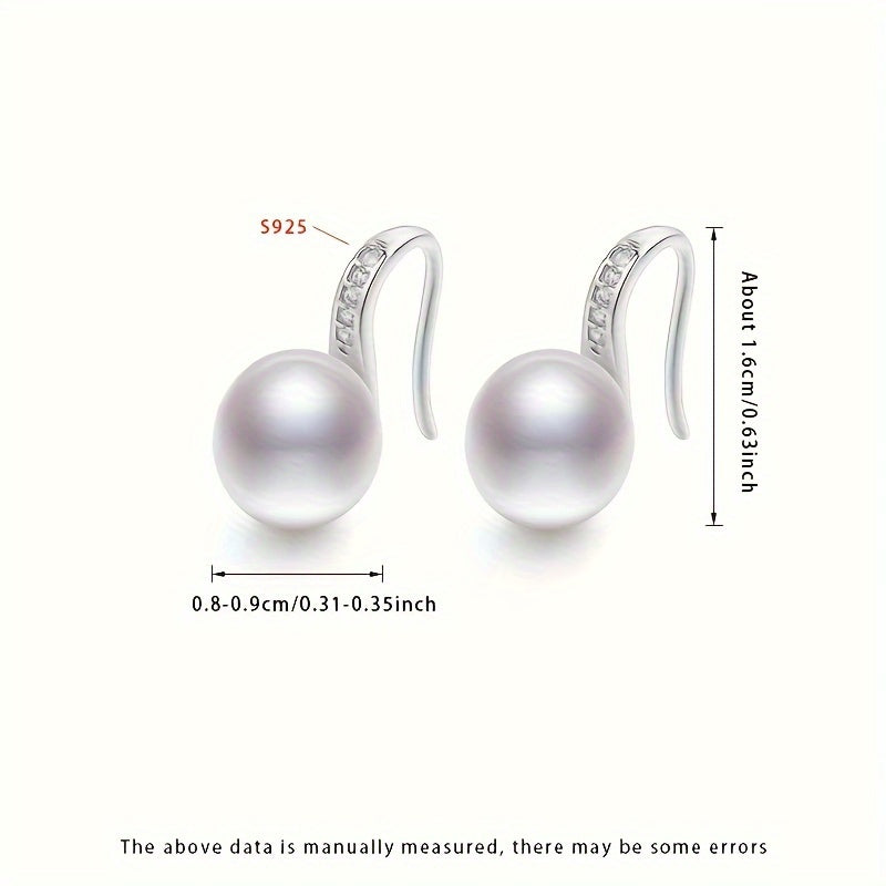 Women's Silver Dangle Earrings with 8-9mm Freshwater Pearls Natural Pearl Jewelry Gift Set