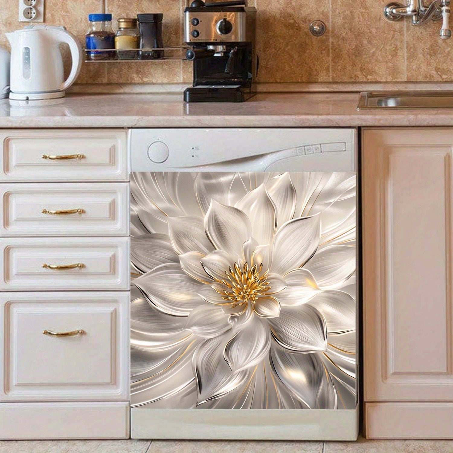 3D Lotus Naxshasi Pishirish Mashinasi Magnit Qopqog'i Suv o'tkazmaydigan Isitishga chidamli Oshxona Dekor Aksessuari