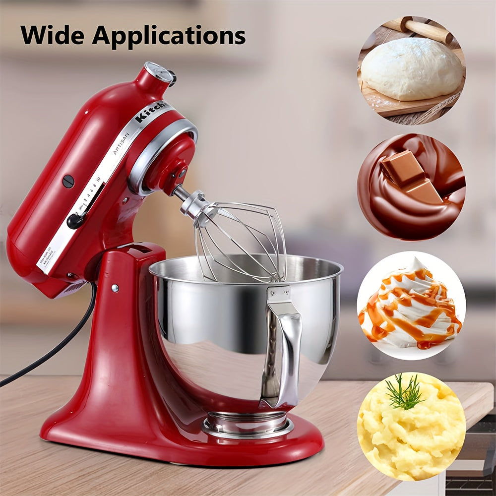 Naychali po'latdan yasalgan aralashtirish idishi KitchenAid Artisan va Classic seriyali tilt-boshli aralashtirgichlar bilan mos keladi, 4.5-5 QT sig'im, tutqichi bilan birga.