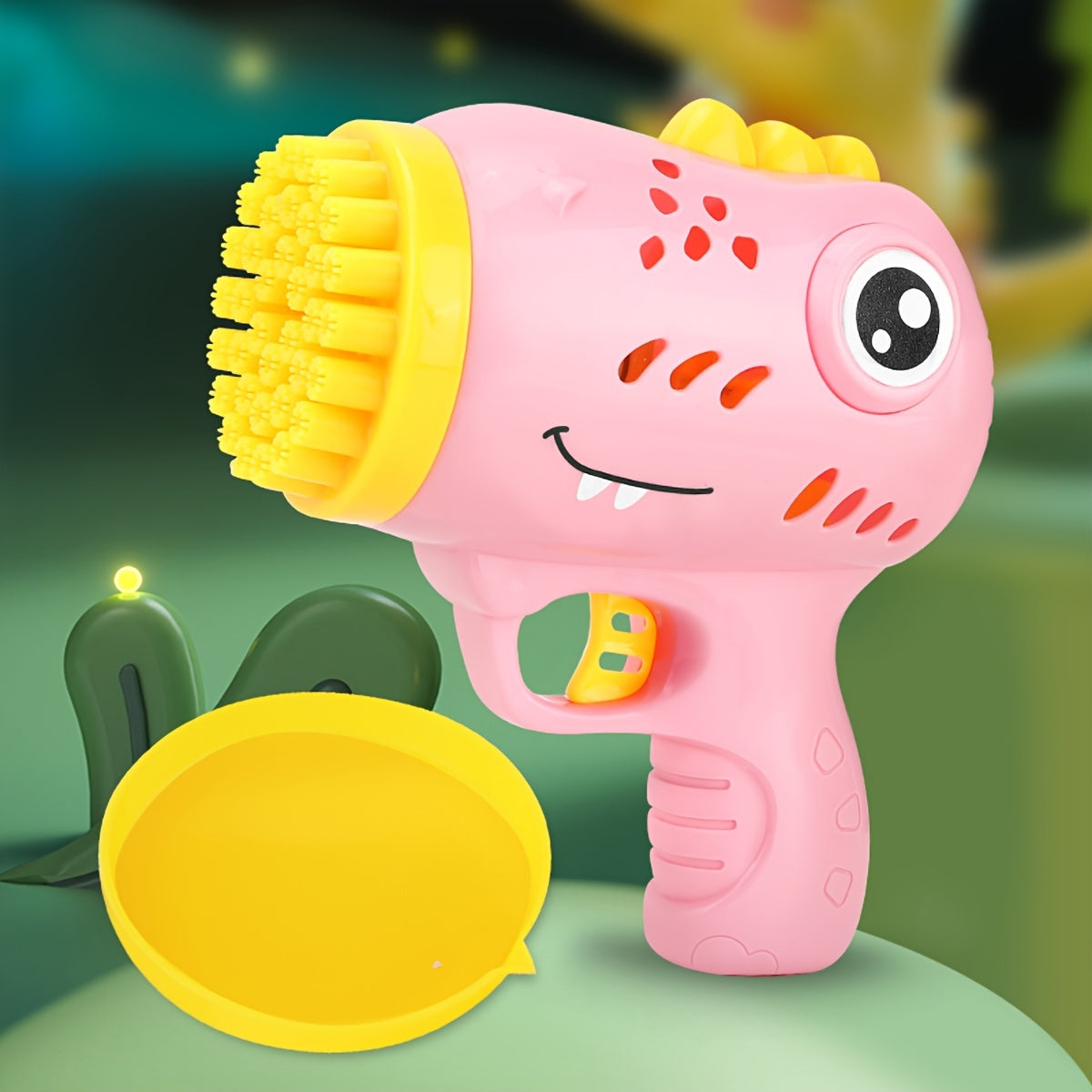 Children's Electric Dinosaur Bubble Gun for Kids Ages 3-6 with 36 Nozzles LED Lights Plastic Outdoor Toy