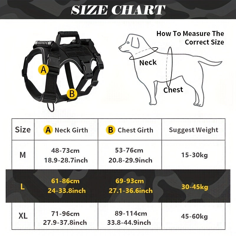 Adjustable Reflective Dog Harness with Handle No-Pull Tactical Vest