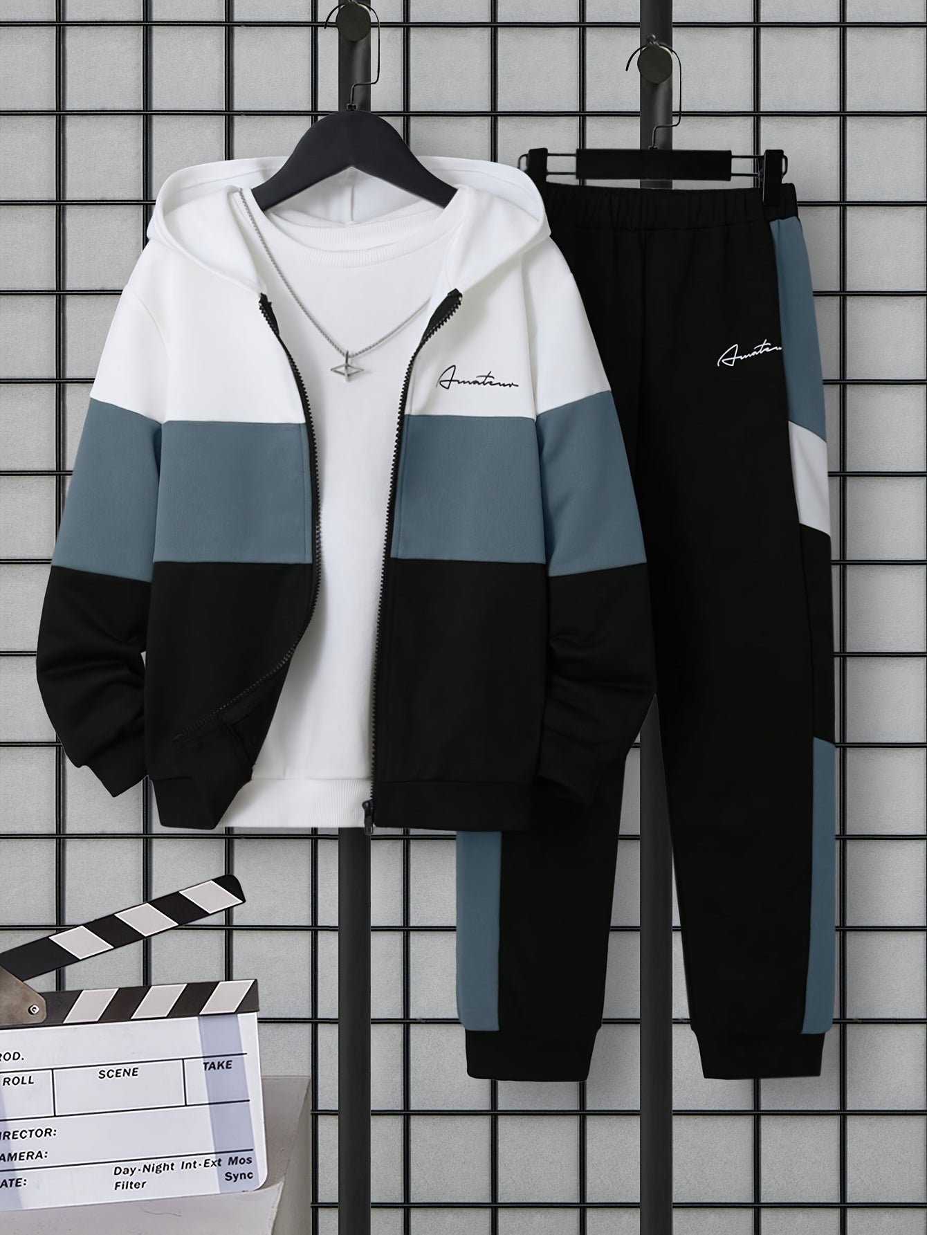 Boys Kids Co-Ord Set with Letter Print Hoodie and Jogger Pants for Spring Fall