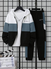 Boys Kids Co-Ord Set with Letter Print Hoodie and Jogger Pants for Spring Fall