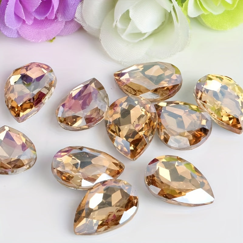 Set of 30 Vibrant Teardrop Rhinestones for Jewelry Making in Assorted Colors