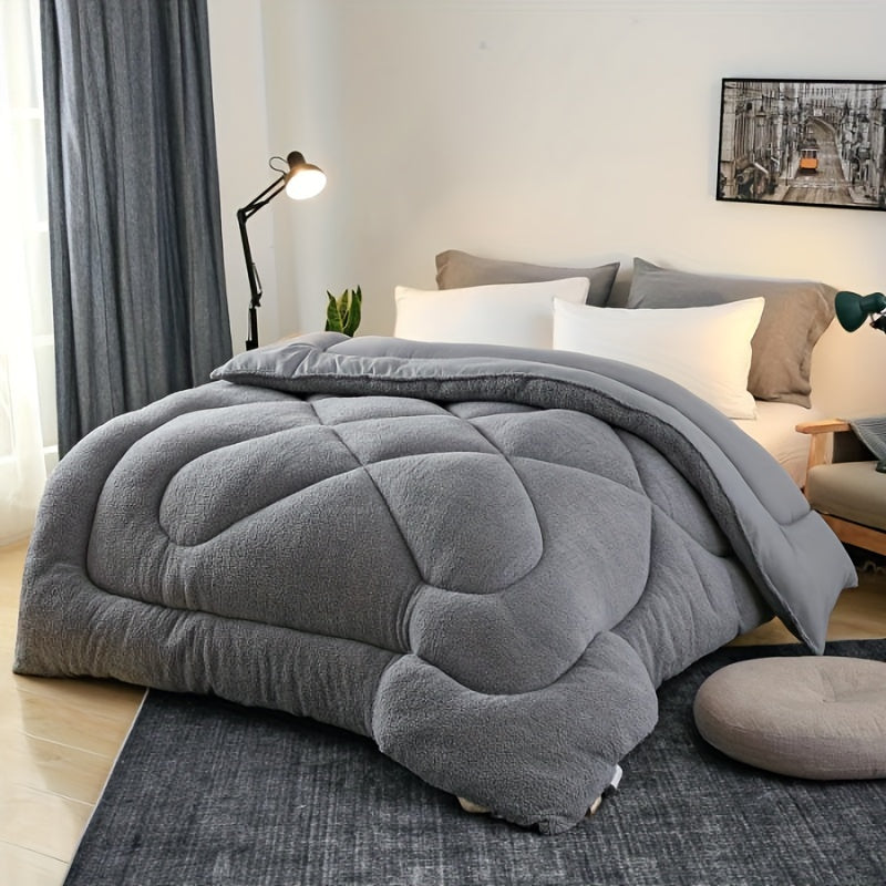 Kuz Qish Chekerli Komforter, Sut Fleece bilan tikilgan Duvet, yotoqxona va yotoqxonalar uchun