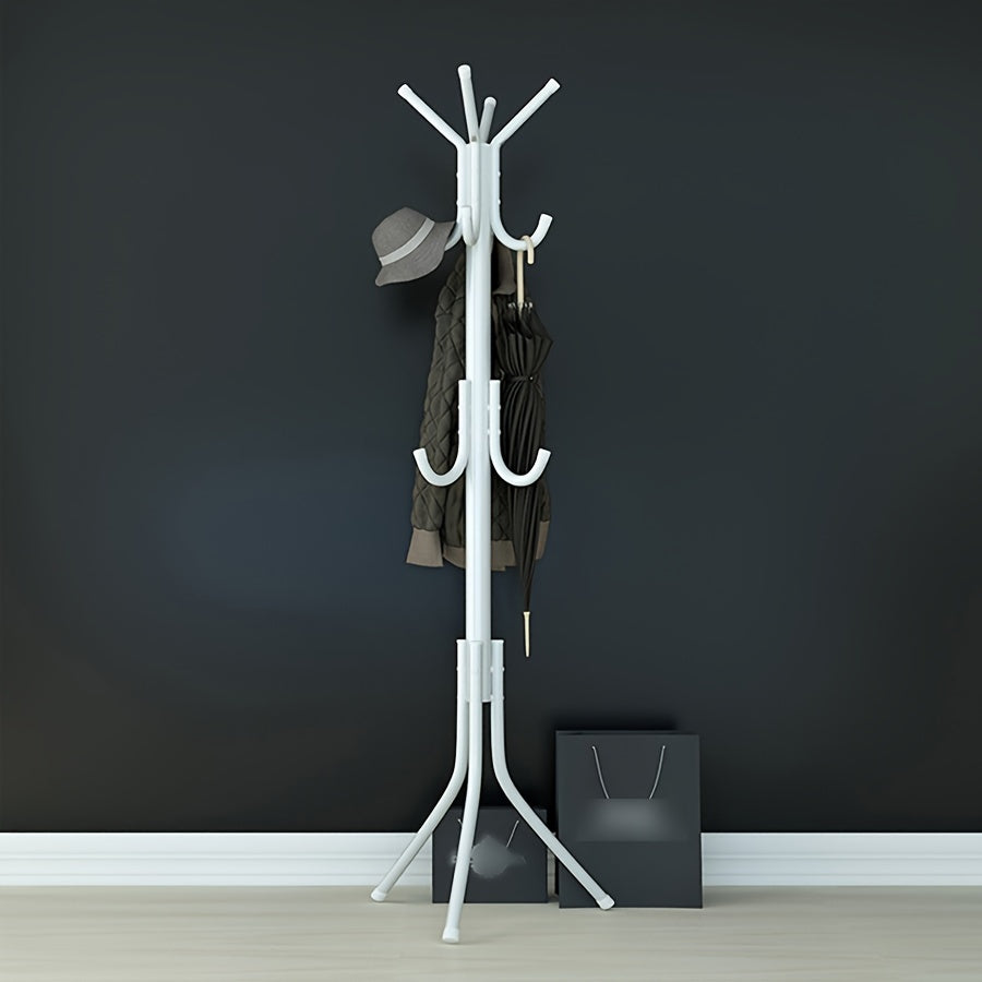 Black Metal Coat Rack with Tree-Style Design for Hanging Clothes and Hats