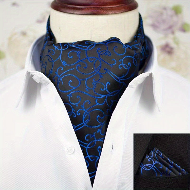 Conjunto de pañuelo de cuello y pañuelo de mano de jacquard con diseño paisley para hombre, perfecto para regalar