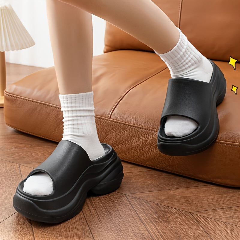 Women's Slip-On Sandals EVA Cushioned Open-Toe Black White Indoor Outdoor