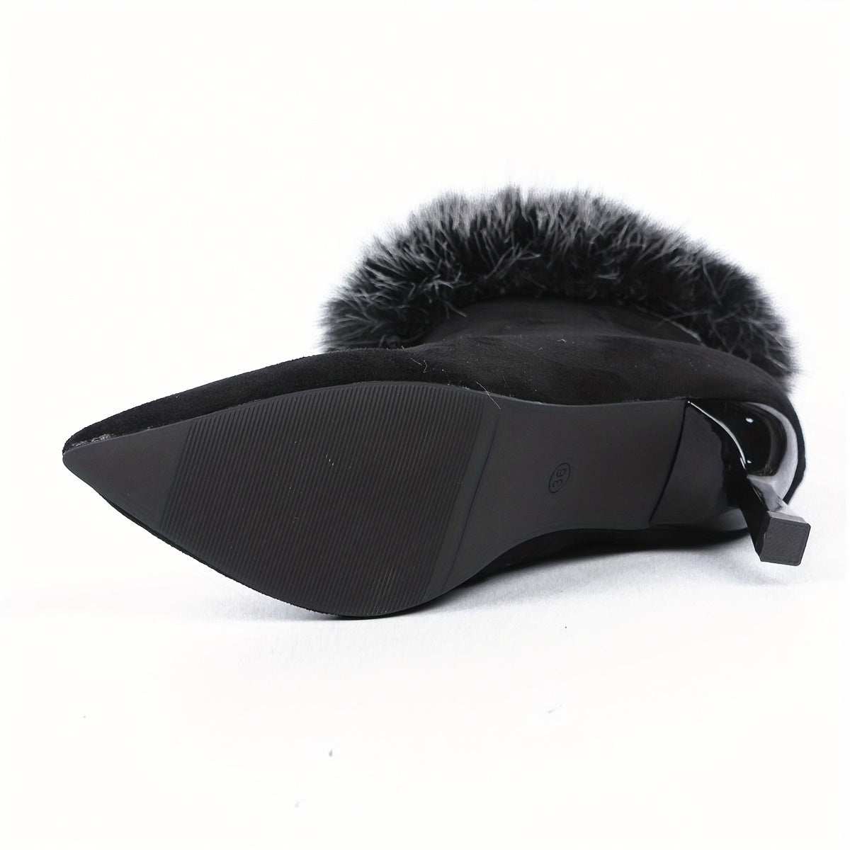 Women's Warm Furry High Heel Booties Versatile Elegant Fashion