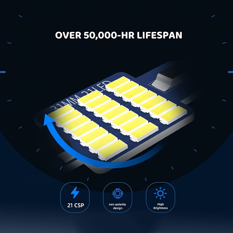 4PCS Super Bright LED Car Interior Lights White Blue 12V Festoon Bulb