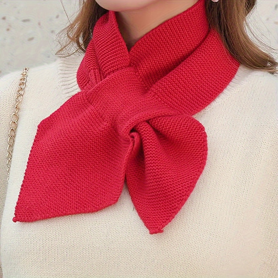 Ayollar uchun qattiq rangli to'qilgan o'zaro bog'langan sharf, qishki issiq aksessuar