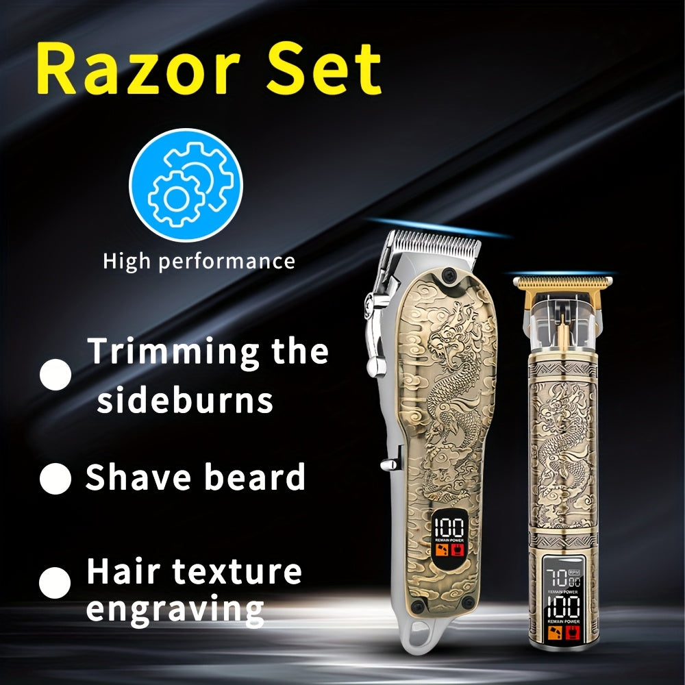 Set de cortapelos eléctrico inalámbrico con recarga USB, recortadora de metal para hogar y viajes