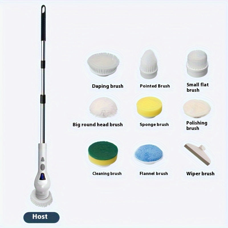 9-in-1 Electric Rotating Cleaning Brush with Spray Waterproof Wireless 9 Brush Heads