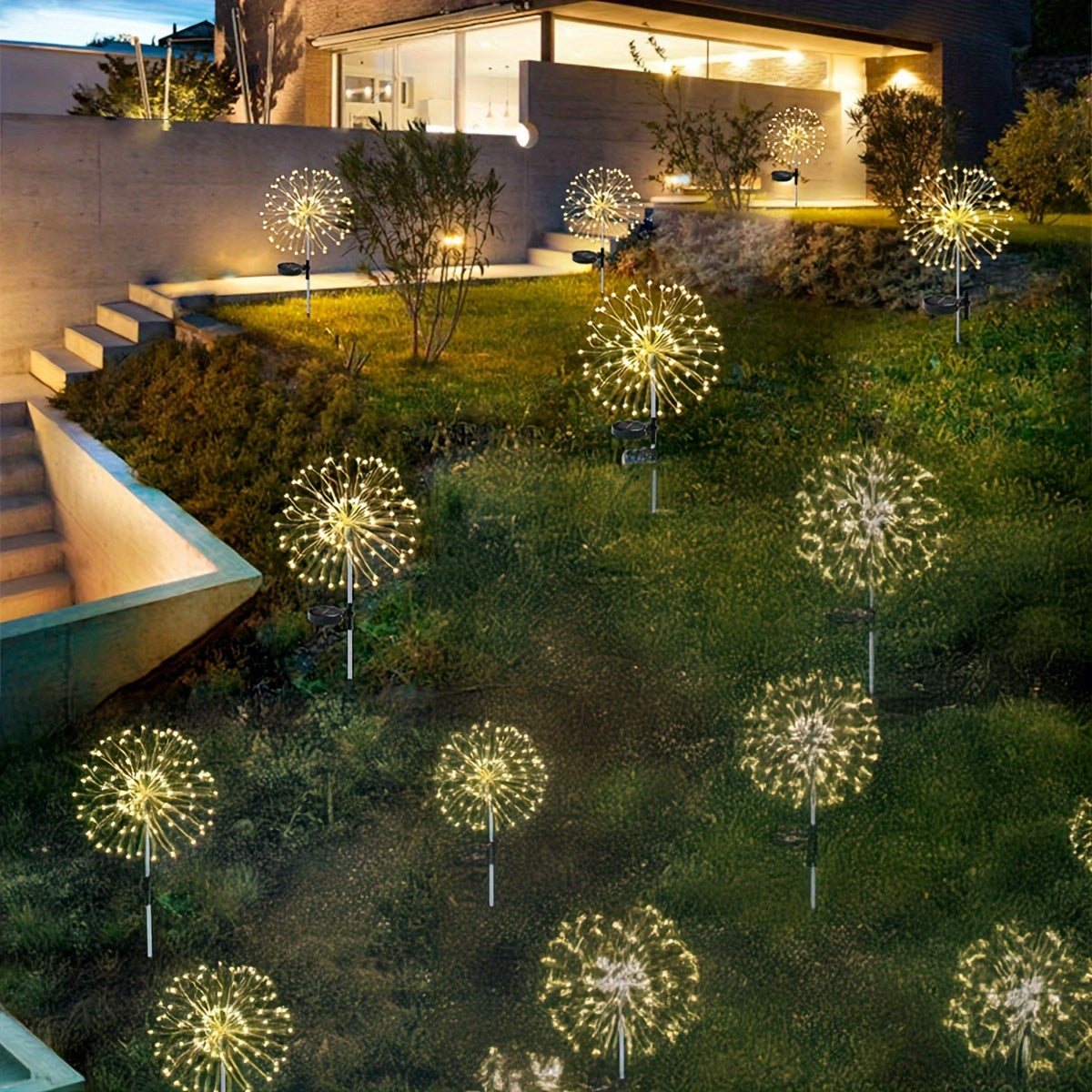 420 LED Solar Firework Garden Lights with 8 Modes Waterproof IP65 Outdoor Decor