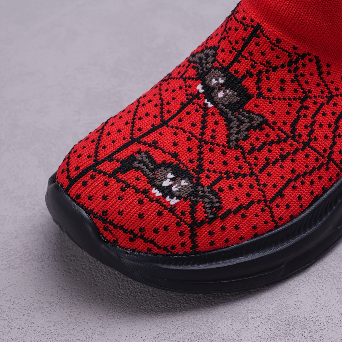 Kids' Knit Fabric Slip-On Sneakers with Cartoon Design for Boys and Girls