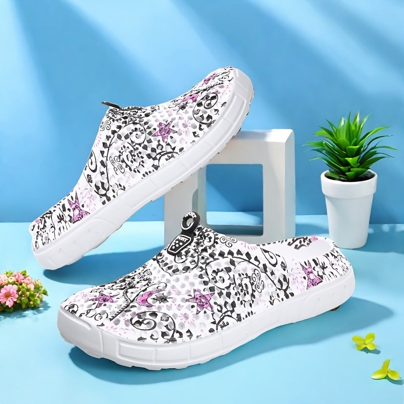 Women's and Men's All-Season Mesh Slip-On Garden Clogs with Floral Print