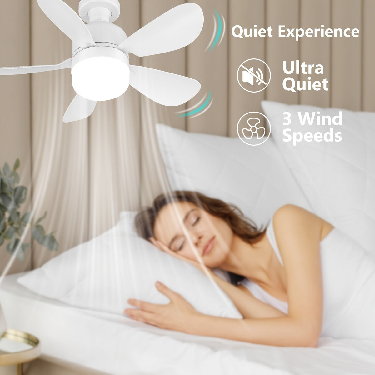 Oq Aqlli Shift Ventilyatori Yoritgichi Pult bilan - 3 Yoritish Rejimi va Tezlik, Oson O'rnatish, E26/E27 Baza - Turli Xonalar Uchun Ideal