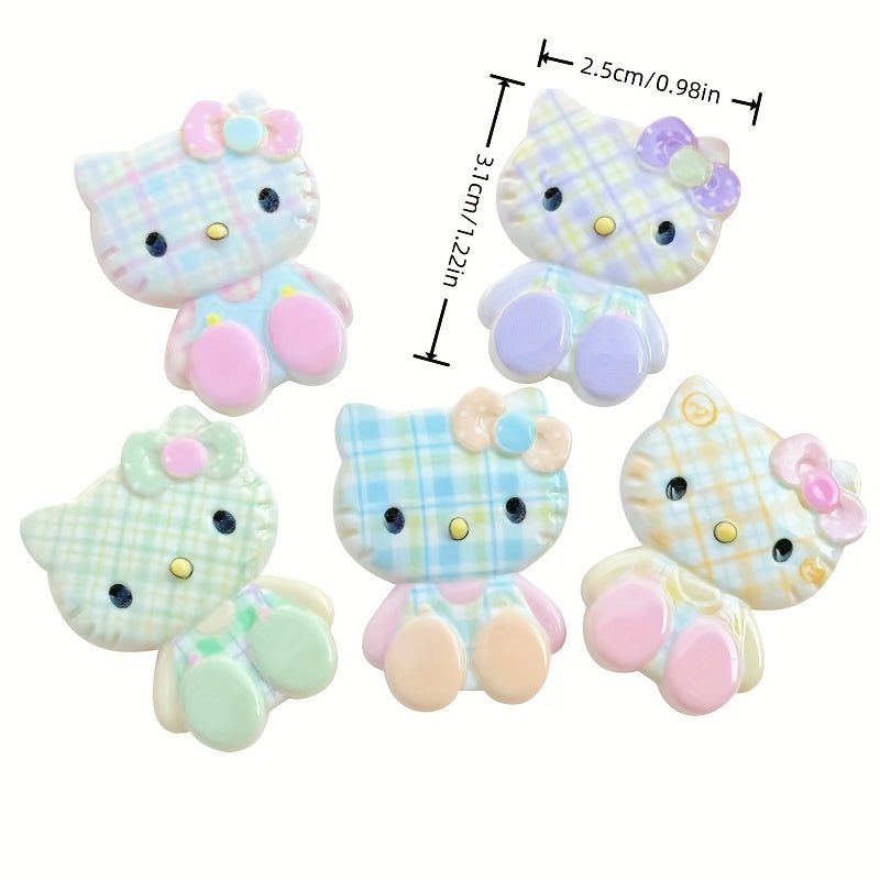 Unisex Acrylic Cartoon Hello Kitty Decoration Set for Crafts, Hair Clips, Shoes