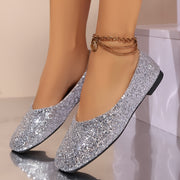 Women's Glitter Sequin Flats Casual Shoes for Fashion Night Out