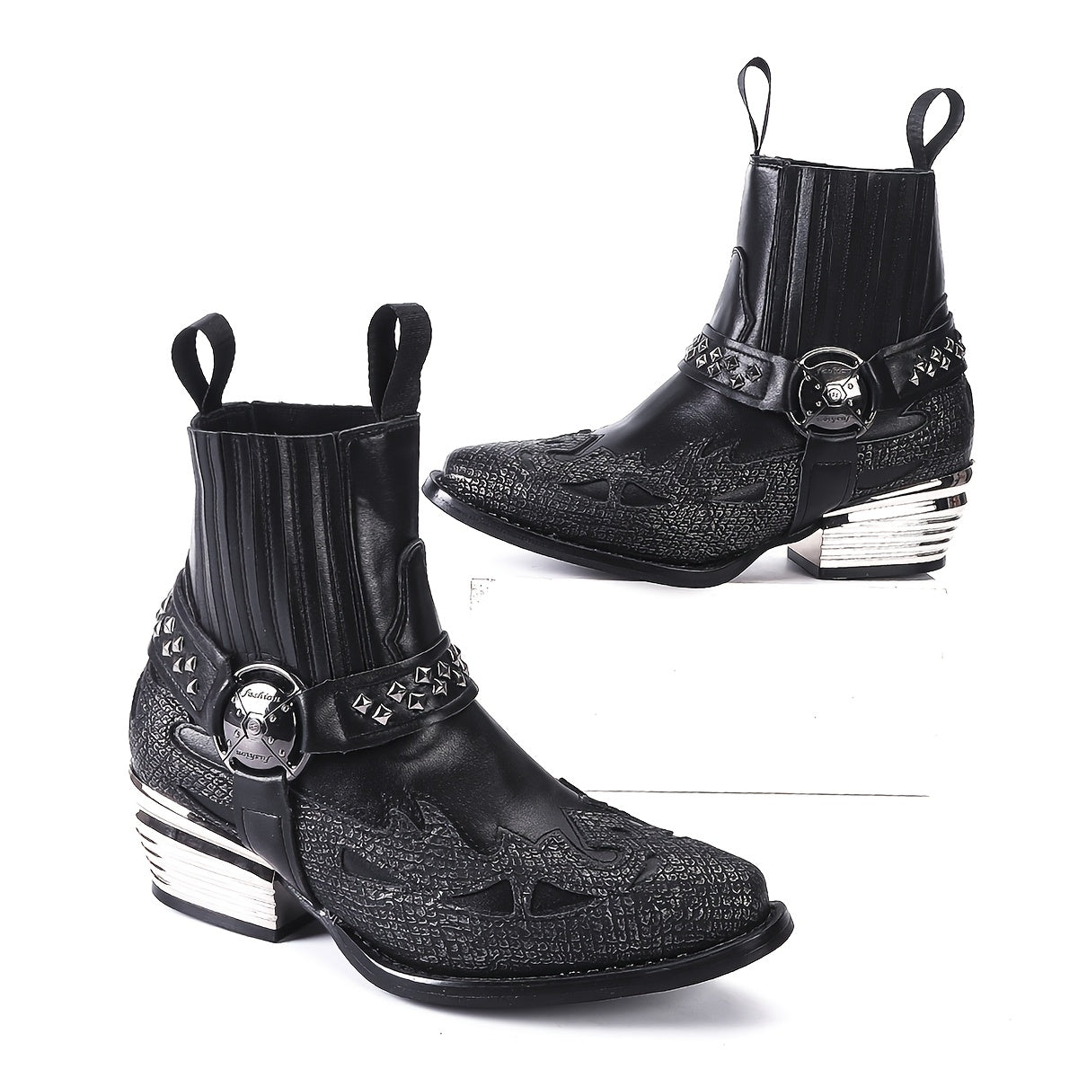 Women’s Animal Print Western Cowboy Boots Slip-On Chunky Heel