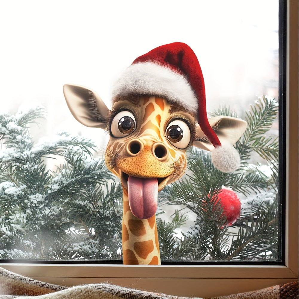 Christmas Window Clings Dog and Giraffe Holiday Decor for Home and Parties