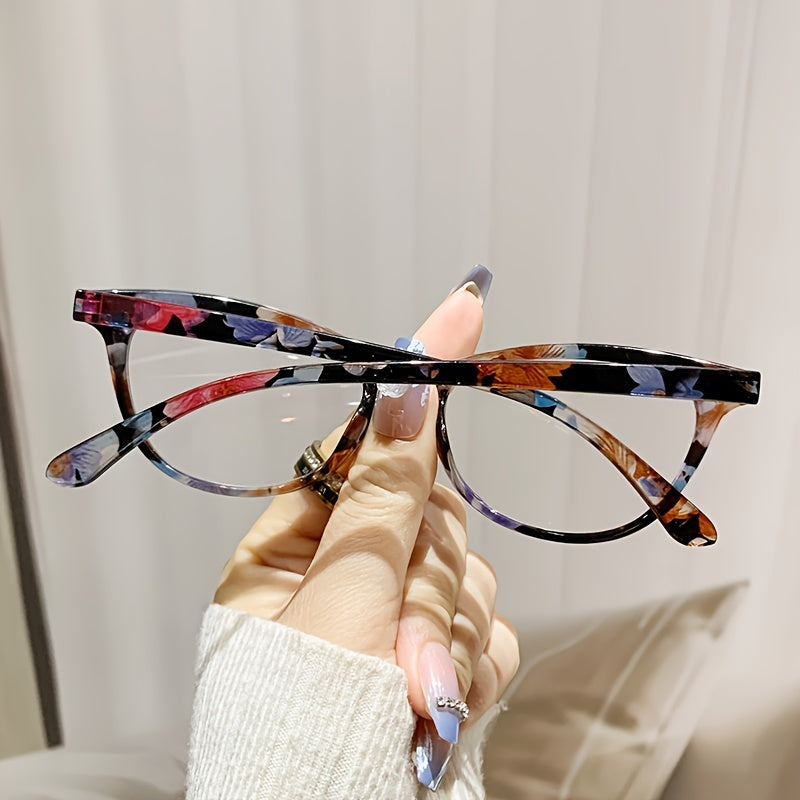 Gafas de lectura cuadradas para mujer con patrón de impresión de marco completo para presbicia