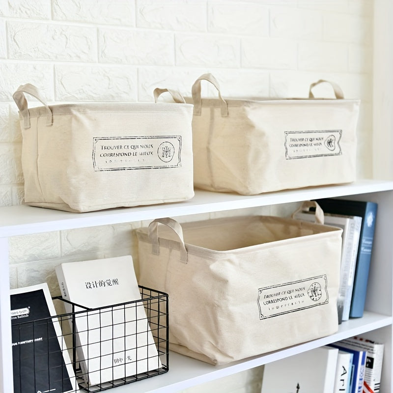 Linen Fabric Storage Basket for Desk and Wardrobe Diapers and Supplies