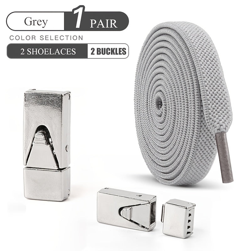 Unisex Elastic Shoelaces Set with Buckles for Sneakers and Canvas Shoes