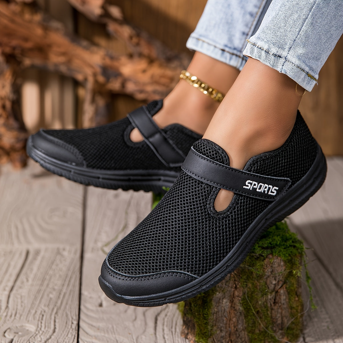 Women's Mesh Sneakers Lightweight Casual Shoes Black Comfortable Outdoor