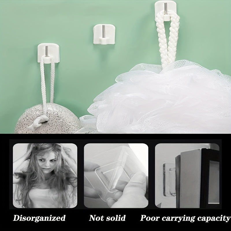 Set of 10 White Seamless Wall Hangers Adhesive Hooks for Home and Office