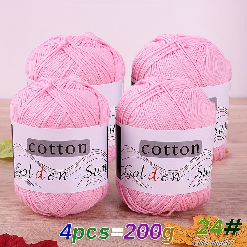 4pcs Cotton Yarn Medium Weight for Crocheting Knitting Multicolor Gradient Autumn Leaves Design