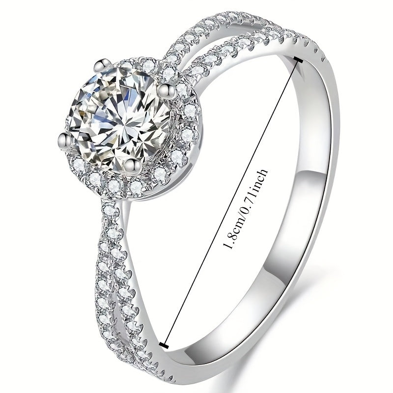 Women's Moissanite Engagement Ring Alloy Band Sparkling Stone Bridal Jewelry
