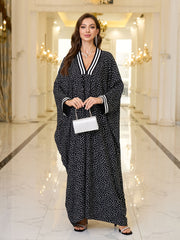Платье-кафтан EDOLYNSA для женщин в богемном стиле с V-образным вырезом, принтом в горошек, боковым разрезом и рукавами-летучими мышами. Изготовлено из 100% вискозы для Рамадана, Поп Дот, винтажная одежда.