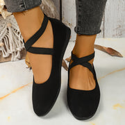 Women Vintage Slip-On Ballet Flats, Soft Fabric, Round Toe, All-Season