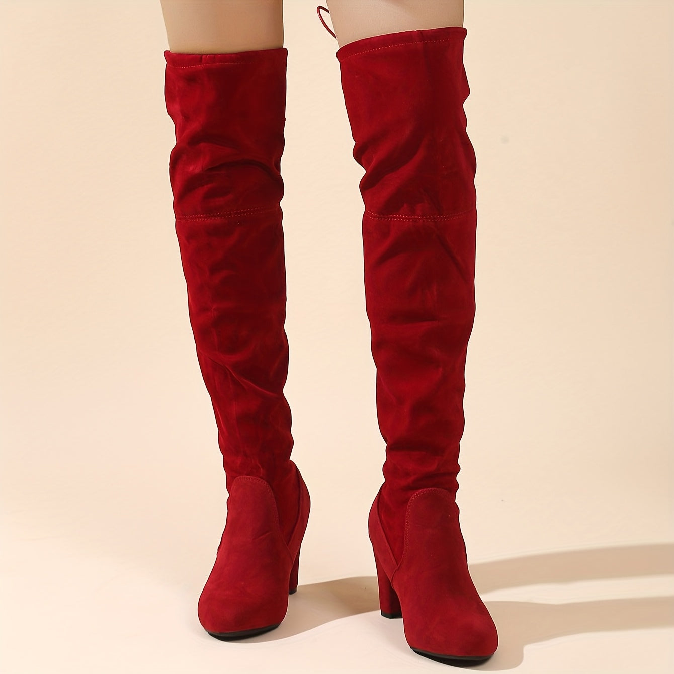 Women's Over-the-Knee High Heeled Boots Slim Elastic Comfortable Casual