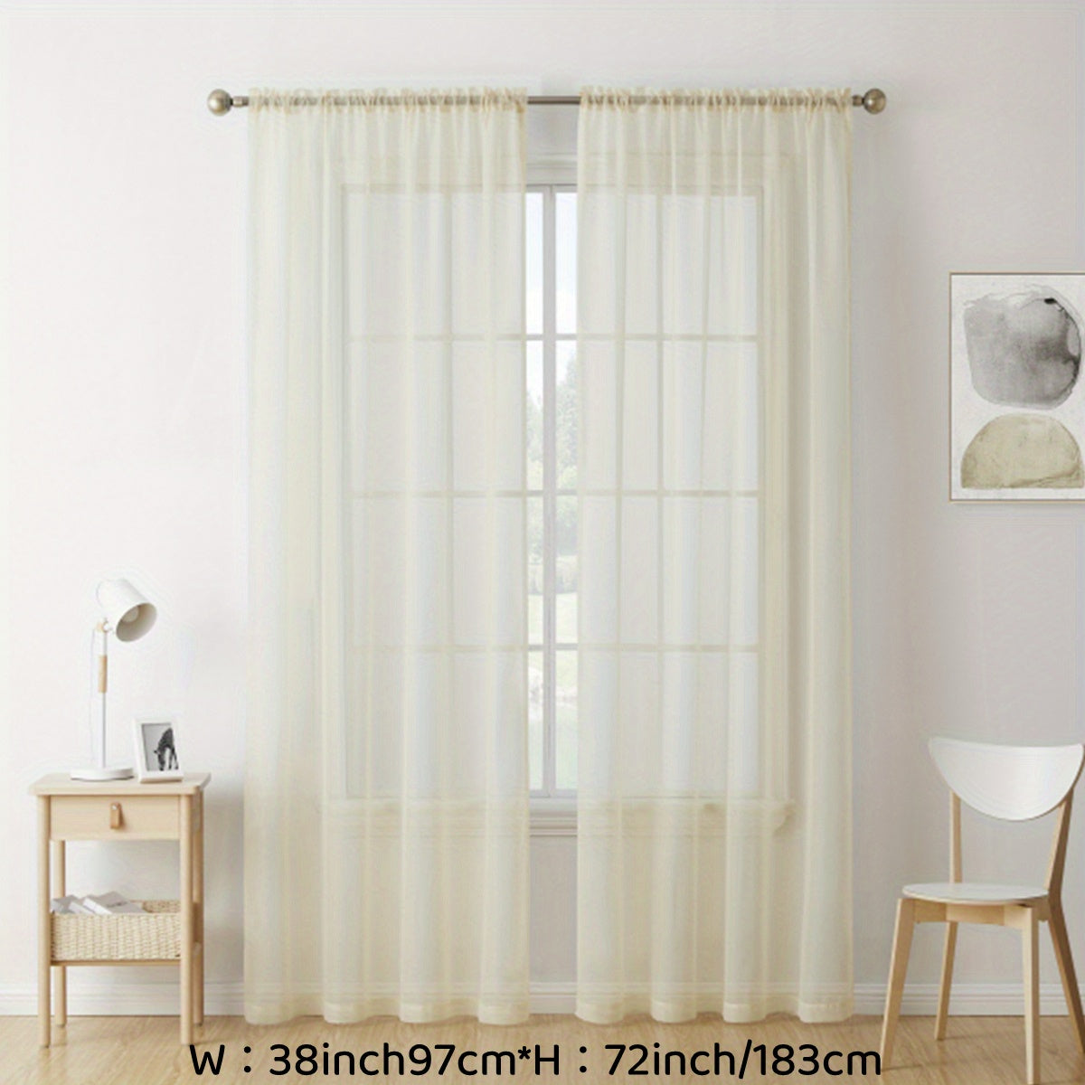 Sheer Voile Curtain Panels for Living Room Bedroom Kitchen Semi-Transparent Polyester