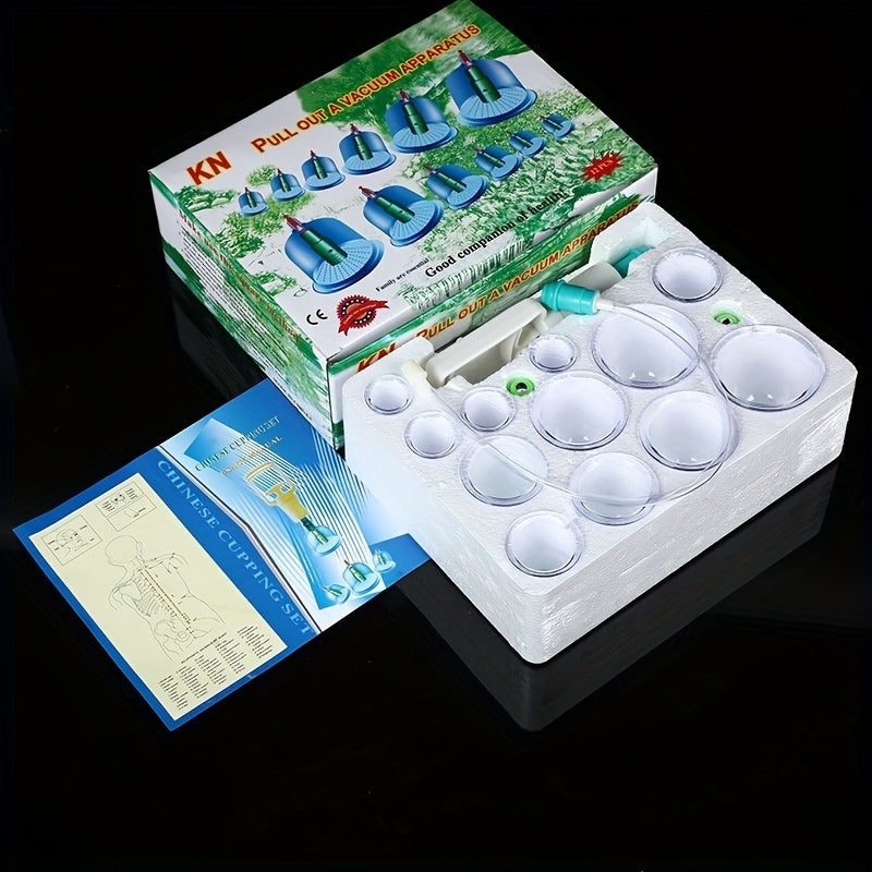 12-Piece Household Cupping Set with Vacuum Pump and ABS Cups for Relaxation and Health Care